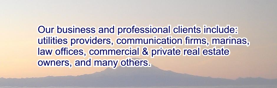 Our business and professional clients include utilities providers, communication firms, marinas law offices, commercial and private real estate owners and many others.